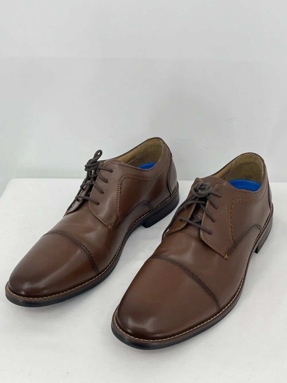 NUNN BUSH SIZE 9.5W Men's Brown Leather Cap-Toe OXFORD Dress Shoes